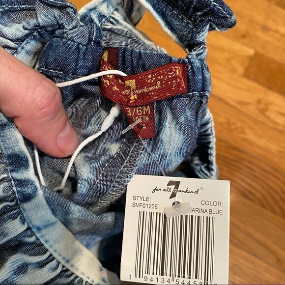 7 For All Mankind Acid Wash chambray Romper 3-6 months NWT - Picture 6 of 14